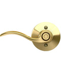 F40 V ACC 605 Accent Door Lever With Bed And Bath Privacy Lock In Bright Brass Easy Install With Self Aligning Screws Push Button