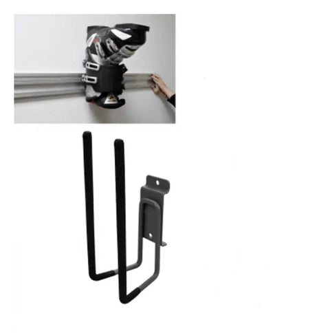 Heavy Duty Wall Mounted Ski And Snowboard Boot Storage Rack with rust resistant finish, holds ski boots securely on wall.