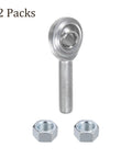 Two Pack ECM6 Rod End Joints With 3/8 Bore And Left Hand 3/8-24 UNF Threads, Male Rod Ends With 4 Jam Nuts Included, Heavy-Duty Zinc-Plated Carbon Steel Housing And Chrome Steel Spherical Ball For Rock-Solid, Long-Lasting Performance.