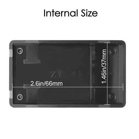 Internal measurements showing 2.6in x 1.46in of Hella Durable Abs Project Box 5 Pack Small Electrical Junction Enclosure For Pcb Projects And Hobby Builds No Hassle Snap Lid Dustproof Housing Quick Assembly 2 8 X 1 7 X 0 9 Inch Black.