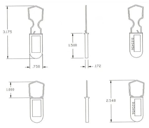 Killer Strength Plastic Wire Padlock Security Seals Sequentially Numbered Pack Of 100 Red Galvanized Steel Hasps dimensions diagram