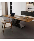 Sit Stand Desk With Premium Ash Wood Surface, Super Spacious Home Office Workstation Featuring Integrated Monitor Shelf, Versatile Gaming And Writing Table For Lazy Nights Or Serious Hustle in modern office setup.
