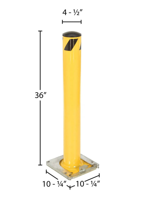 Heavy Duty Steel Safety Bollard 36 Inch Height 4.5 Inch Diameter Surface Mounted Removable Pipe Guard for Indoor Outdoor Protection.