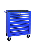 Tough As Nails Blue Steel Seven Drawer Rolling Tool Chest with lockable drawers, compact design and heavy duty wheels.