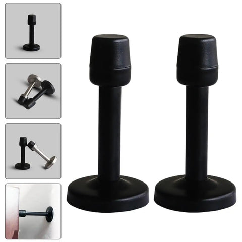 Two Pack Stainless Steel Door Stopper Buffer Set For Office And Home Use Heavy Duty Anti Collision Magnetic Design Easy Install Black Finish