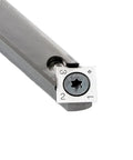 90-detailer carbide wood lathe turning tool head, stainless steel, unhandled (close-up view)