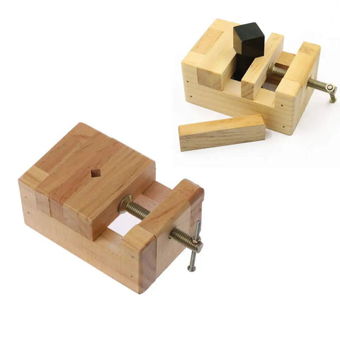 DIY Friendly Wooden Flat Vise Clamp On Bench Vise For Woodworking Carving And Engraving With Clamp On Tongs And Seal Pad Pliers