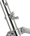 Adjustable Height Drum Stool With Double Brace Frame shown from a close up angle focusing on chrome adjustment mechanism.