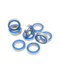 10 Pack 6802RS Blue Ball Bearings ABEC7 For RC Cars And Trucks 15x24x5mm Sealed 2RS High Precision Quiet Bearings arranged on a white background