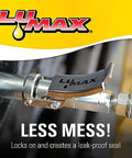 Heavy Duty Quick Release Grease Coupler XL for 1 8 NPT Fittings, Hands Free Latching, Easy Quick Connect, compact tool in use.