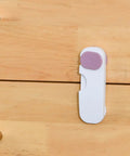 Three Pack Childproof Cabinet And Drawer Locks With Hidden Buckles, durable ABS latch installed on light wood cabinet