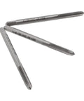 Three Piece 8 32 UNC Tap Set With 3 Flutes For Hand Threading displayed in a fan arrangement highlighting cutting edges.