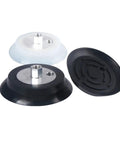 PFYK-120 Black Pneumatic Gas Air Nozzle Manipulator With Industrial Rubber Suction Cup Chuck for Heavy Duty Vacuum Gripping Tasks View of three suction cups.