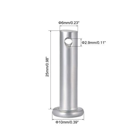 Rock Solid 10 Pack Single Hole Clevis Pins 6mm By 25mm Flat Head Zinc Plated Steel Badass Industrial Grade Hardware Fasteners For Mechanical Joints And Car Repairs