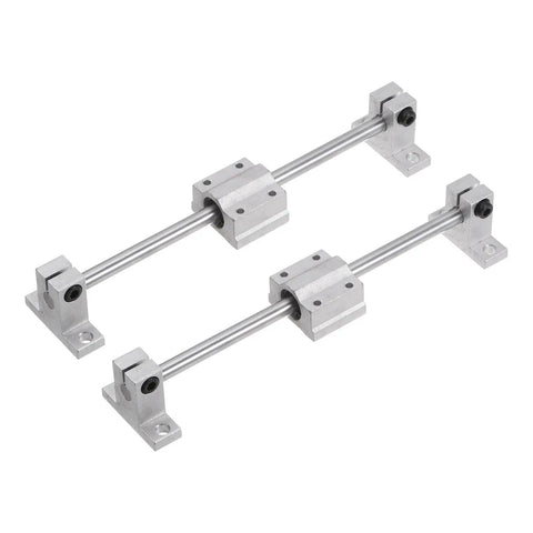 2 Pack 10mm By 100mm Chrome Plated Case Hardened Linear Motion Rods with brackets for DIY CNC and 3D Printers