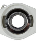 1-1/4 Inch Stainless Steel Thermoplastic Two-Bolt Flange Bearing With Two Set Screws Plastic Housing And Grease Zerk front view