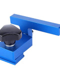 Fence Flip Limit Aluminum T Track Stop With Locking Mechanism For Woodworking And Carpentry, blue aluminum jig detail view