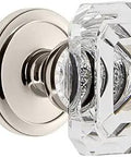 Circulaire Rosette Privacy Door Knob With Baguette Crystal In Polished Nickel Finish, solid forged brass construction visible