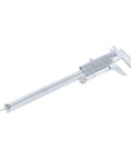 Digital Vernier Caliper with Large LCD Display made of stainless steel, angled view showing measurement scales.