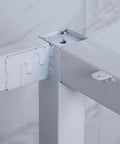 Close-up of the sturdy connection of Rock Solid Industrial Metal Table Frame With Heavy Duty Square Tube Furniture Legs.