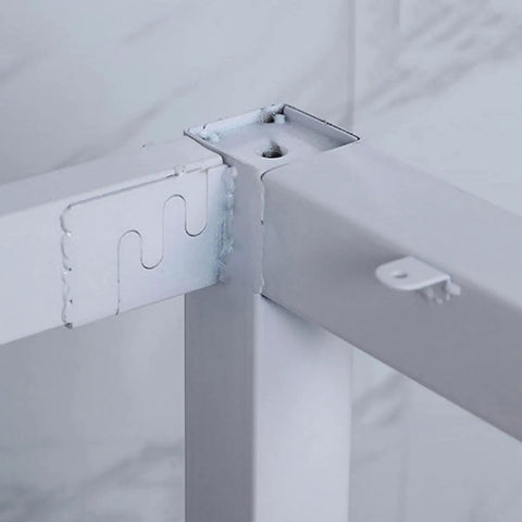 Close-up of the sturdy connection of Rock Solid Industrial Metal Table Frame With Heavy Duty Square Tube Furniture Legs.