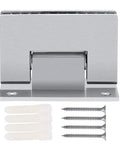 Frameless Shower Door Hinge For 8-10mm Glass Heavy Duty Brushed Stainless Steel Wall Mount Bracket 90 Degree Auto Close Fits Doors Up To 800mm Wide Dope Upgrade For Modern Bathrooms, front view with screws