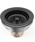 3-1/2 Inch Kitchen Sink Drain Assembly With Removable Strainer Basket Stopper Matte Black Finish, 304 Stainless Steel