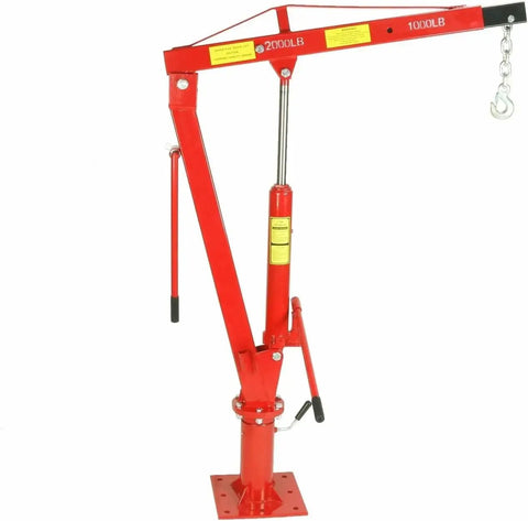Hydraulic Engine Hoist With Swivel Base And Foldable Davit Design For Pickup Trucks, red, 2000lb capacity, compact design