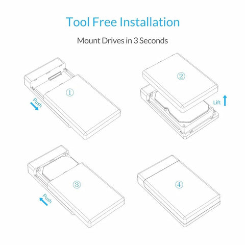 Built Tough Sata To Usb 3.0 External Hard Drive Enclosure And Universal Docking Station tool free installation steps.
