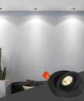Set Of 10 Adjustable Led Recessed Downlights With Baffle Trim For A Tight Flush Mount Install Ultra Smooth Zero Glare Warm White Glow Killer 12W Gimbal Ceiling Spotlight in modern living room.
