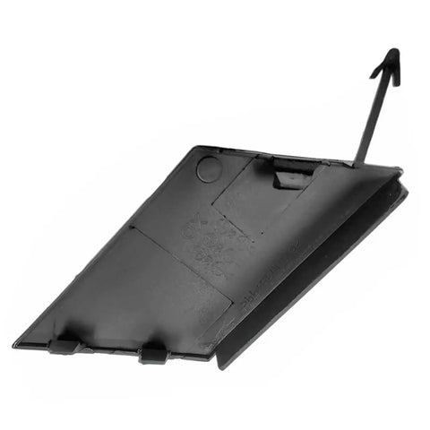 Front Bumper Tow Hook Cover For Nissan Altima 2019 2020 Matte Black Plastic Exterior Accessory, angled view with clip detail.