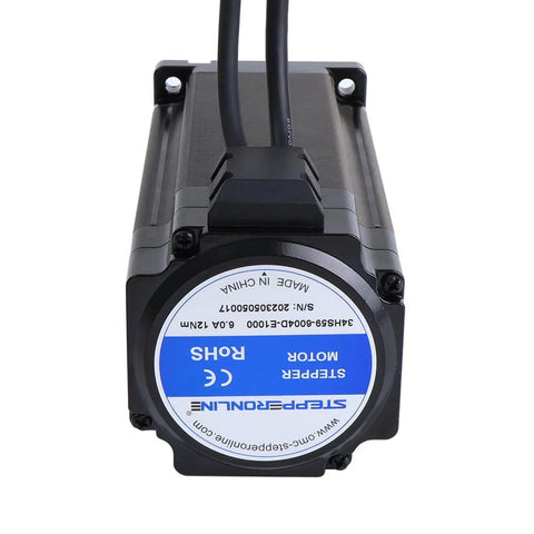 StepperOnline S Series NEMA 34 closed-loop stepper motor, 12.0 Nm, encoder 1000 PPR, black housing, front view.