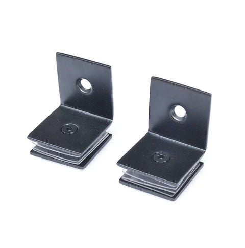 Black mounting brackets for 5 Foot Frameless Black Sliding Glass Shower Door Running Track Barn Style Hardware Set