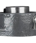 Side view of Three Quarter Inch Two Bolt Flange Bearing With Set Screws Cast Iron Housing Grease Zerk Lubrication Bore.