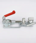Heavy Duty Vehicle Connector Pipe Press Clamping Tool With Adjustable Bench Vise Block And Lever Mechanism Metal Structure, side view.