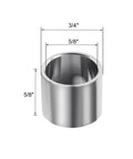 10 Pack Pro Grade Heavy Duty Stainless Steel Spacers 3/4 Inch Outer Diameter 5/8 Inch Inner Diameter 5/8 Inch Length Plain Finish Round Seamless Metal Spacers For 5/8 Screws Bolts And Rods, dimensioned view