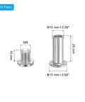 Reliable Hex Chicago Screws And Socket Cap Bolts Made For Scrapbook Binding Leatherwork And Furniture Fix Ups M8 X 25 mm Connecting Posts silver finish with dimensions shown.