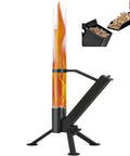 Portable Wood Pellet Fire Pit And Outdoor Heater In Matte Black Painted Stainless Steel For Backyard Patio Garden And Camping with flame