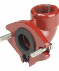 G90 Flanged Elbow 90 Degree Pipe Fitting for LSG and LSGX Grinder Pumps with red finish and secure bolts