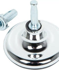 Four Pack Built Tough Chrome Furniture Glides With Metal Core Inserts For Divan Beds Sofas And Footstools Slick Rolling Replacement Caster Legs close-up of shiny chrome glide