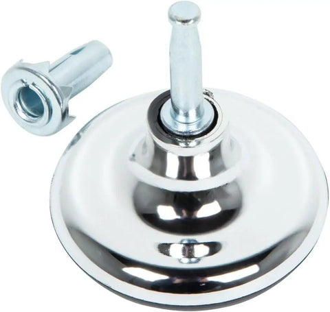 Four Pack Built Tough Chrome Furniture Glides With Metal Core Inserts For Divan Beds Sofas And Footstools Slick Rolling Replacement Caster Legs close-up of shiny chrome glide