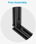 Close-up of 48 Inch Aluminum Extrusion Profile for 3D Printers and CNC DIY, T Slot Linear Rail Guide showing corner assembly, black finish.
