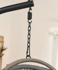 Egg Chair Hanging Kit With Springs Pins Plugs And Snap Hooks For Outdoor Swing Hardware 550 Lbs Capacity in use on a single chair stand