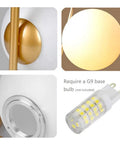 Globe Table Lamp With Glass Shade Mid Century Golden Desk Light For Bedroom Living Room Office Kids Room Eye Friendly Frosted Glass Globe Glow With G9 Bulb Cozy Modern Decor Lamp With Chill Vibe parts close-up and G9 bulb socket