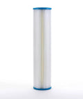 Pleated Whole House Water Filter 4.5 Inch by 20 Inch, 20 Micron, Washable and Reusable Sediment Filter, Polypropylene Media