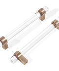 Side view of Crystal Glass Drawer Pulls in Champagne Bronze Finish Set of Five Cabinet Handles