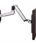 Heavy Duty Aluminum Wall Mount Monitor Arm With Full Motion Flex Grip Secure Heavy Duty Bracket For 17 To 32 Inch LCD LED Screens side view with adjustable arm