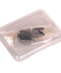 10 Pack Plastic Reed Switches With Small Round Magnets Set in plastic case for magnetic induction projects and DIY electronics.