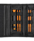 8-In-1 Insulated Screwdriver Set With Case 1000V Rated Includes Phillips 00 And 0 Slotted 3/32 And 1/8 Tamperproof Torx in open case.
