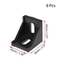 Inside Corner Bracket Gusset 40mm X 40mm For 4040 Aluminum Extrusion Set Of 8, black color, dimensions shown, used for reinforcement.